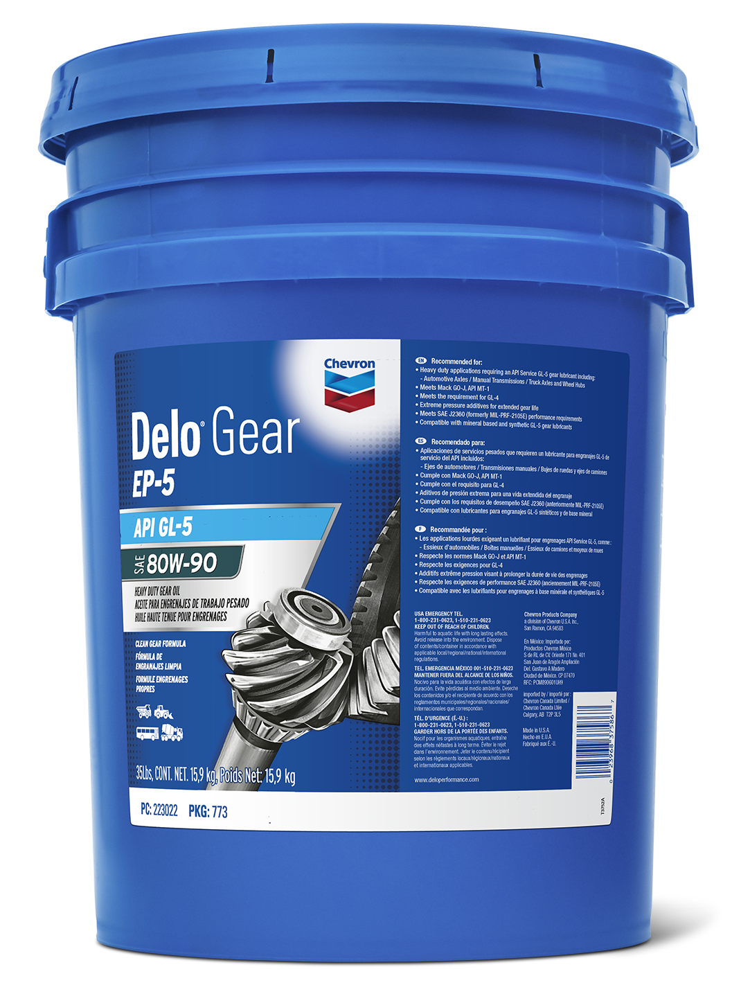 Chevron Delo® Gear EP-5 Gear Oil SAE 80W-90 | Santmyer Online Store